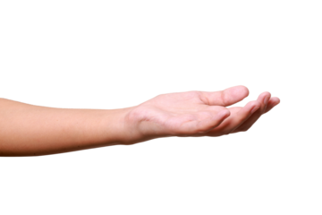 Female hand to hold something isolated on white background with clipping path.