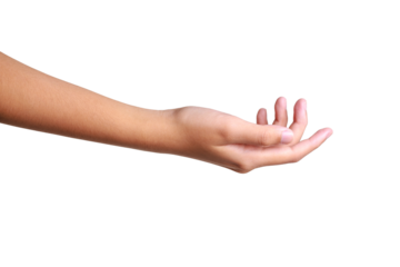 Female hand to hold something isolated on white background with clipping path.