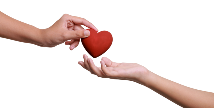 Woman hands giving a red heart, health care, organ donation, family life insurance, world heart day, world health day, praying concept.. - Powered by Adobe