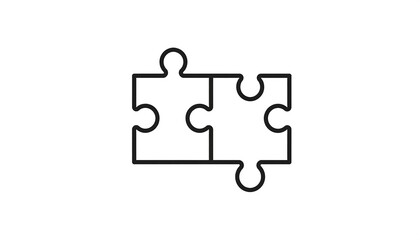 Simple black outline of two puzzle pieces joined