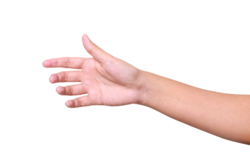 Female hand to hold something isolated on white background with clipping path.