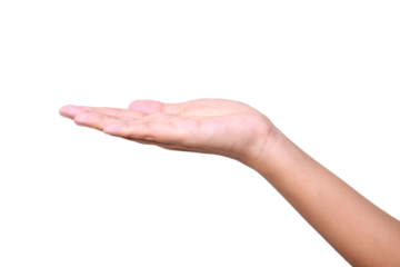 Female hand to hold something isolated on white background with clipping path.