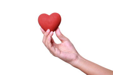 Woman hands giving a red heart, health care, organ donation, family life insurance, world heart day, world health day, praying concept. clipping path.
