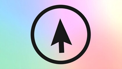 Simple black upward-pointing arrow inside a circle on a colorful gradient background