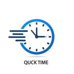 Simple blue clock icon with quick time text