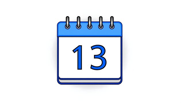 Simple blue calendar icon with the number 13