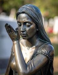 Bronze Statue of a Woman in Contemplation.