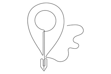 Artistic location icon continuous one line minimalist drawing