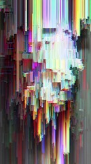 Obraz premium Abstract Colorful Digital Glitch Art Background with Pixelated Streaks and Data Corruption Effect