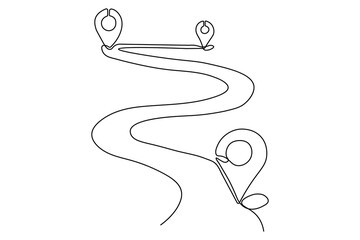 Elegant location icon drawn in one continuous minimal line