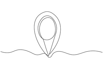 Continuous one line minimalist drawing of location icon symbol