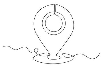 Minimal location icon continuous one line drawing isolated on white