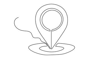Minimalist style location icon continuous one line art outline design.
