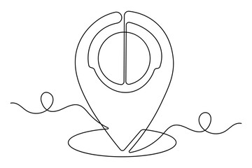 Simple location icon one line drawing minimalist outline illustration