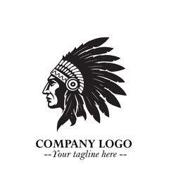 Black and White Tribal Chief Logo Symbol in Bold Traditional Vector Design for Cultural Identity