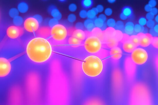 Abstract network of glowing spheres in a futuristic digital environment