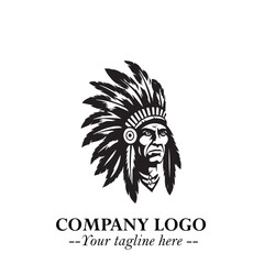 Black and White Tribal Chief Logo Symbol in Bold Traditional Vector Design for Cultural Identity