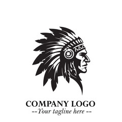 Black and White Tribal Chief Logo Symbol in Bold Traditional Vector Design for Cultural Identity