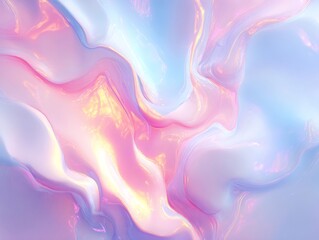Obraz premium Abstract Holographic Iridescent Fluid Background with Pastel Pink and Blue Liquid Flow