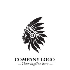 Black and White Tribal Chief Logo Symbol in Bold Traditional Vector Design for Cultural Identity