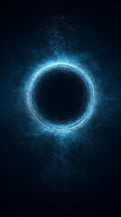 Naklejka premium Futuristic Blue Light Ring with Sparkling Particles and Energy Trails