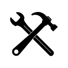 Hammer and Wrench Crossed Icon | Tools and Repair Symbol