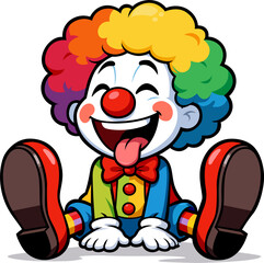 Sitting clown cartoon style