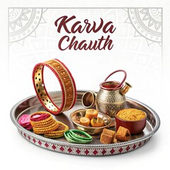 Karva Chauth items in thali showcasing cultural festive tradition.