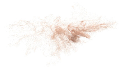 3D rendering of scattered sand granules or dirt on transparent background