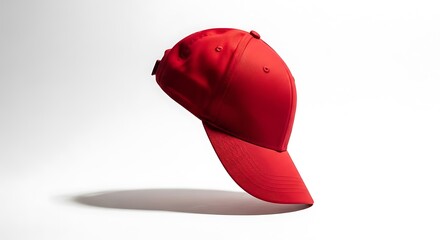 Fototapeta premium Red Baseball Cap on White Background.