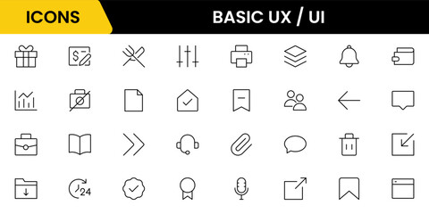 Basic User Interface ui ux icon set, user interface icon set collection.