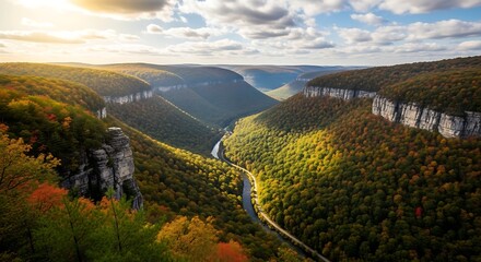 Naklejka premium Scenic Mountain Valley Landscape.