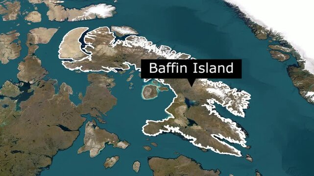 Zoom In Map Geography Baffin Island Footage 4K