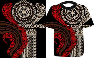 Samoan Tribal T-Shirt Design with Ornamental Motifs, Polynesian Tribal dress Design, Maori, Malaysian, Hawaiian Inspired Traditional T shirt, Sport fashion template, jersey vector, minimal Tongan 