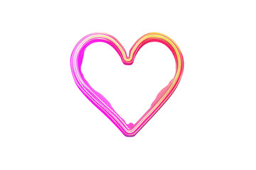 Fototapeta premium Vibrant heart outline isolated on transparent background with a gradient of pink, orange, and yellow hues, creating a symbol of love, warmth, and affection