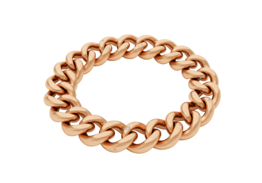 Isolated gold link chain bracelet jewelry with diamonds on surface of rounded links