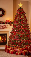 Festive Christmas Tree Decorated.