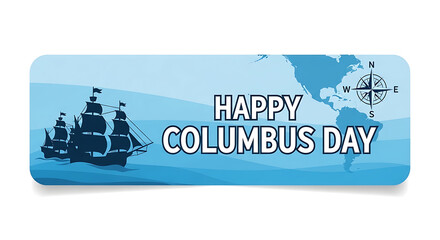 Happy Columbus Day Celebration Vector Banner – Flat Illustration Design
