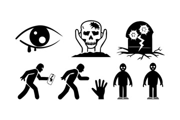 Zombie and undead stick figure for halloween