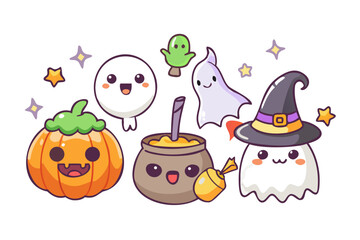 Fototapeta premium Cute halloween characters vector illustration