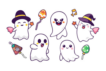 Cute halloween ghosts for holiday celebration
