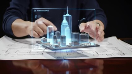 Futuristic City Design with Augmented Reality Interface - Powered by Adobe