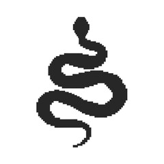 Pixelated Snake Design, Black and White Pattern, Simple on White