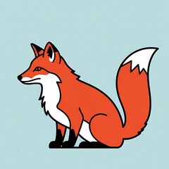 Obraz premium Fox Illustration - A Focused Wildlife Portrait in Cartoon Style.