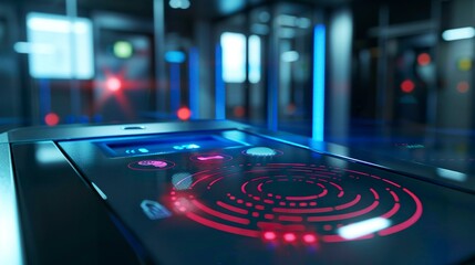 A photo of a biometric access control system.