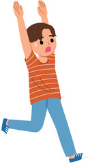 unhappy people run away, anxious boy terrified, young people nervous and escape, panic kid character fear something and get away, leaving bad situation illustration