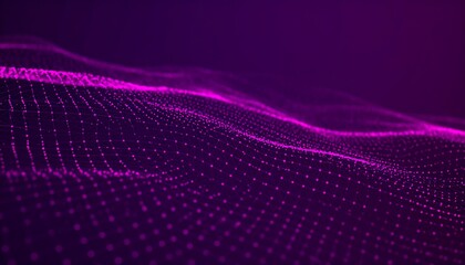 Abstract Purple Data Wave - Futuristic Technology Background with Glowing Particles.