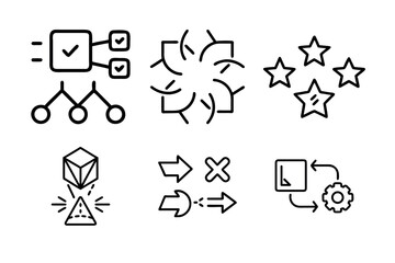 Diagrams and Icons Set Black and White