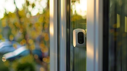 A photo of a home security window sensor.