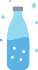 Sparkling water bottle vector illustration fresh bubbles refreshment beverage drink simple scalable isolated on transparent background